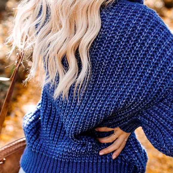 New Chunky Speckled oversized Turtleneck Sweater - Picture 3 of 8